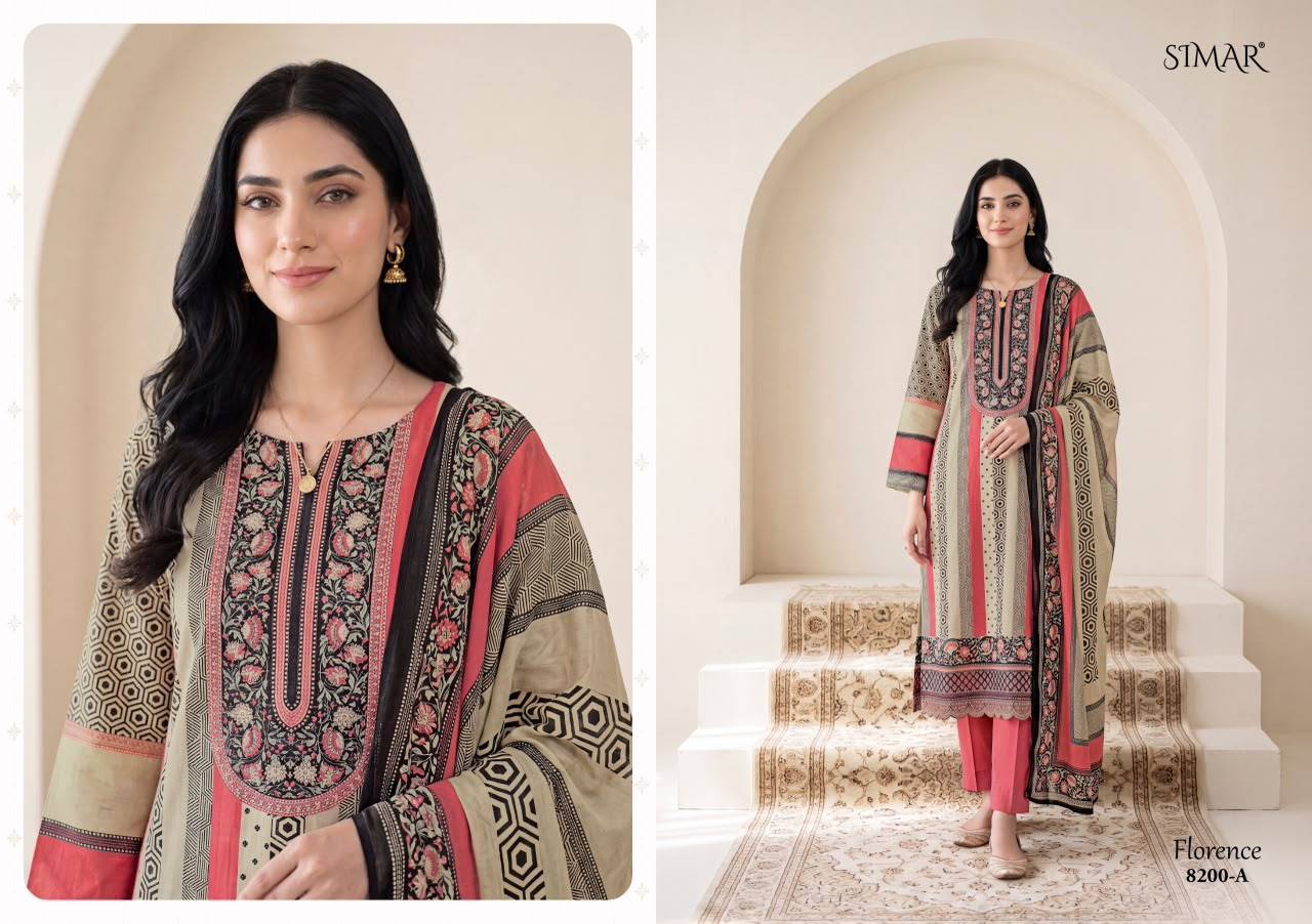 Florence By Glossy 8200 Series Stylish Beautiful Colourful Muslin Dresses At Wholesale Price